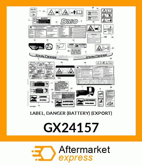 LABEL, DANGER (BATTERY) (EXPORT) GX24157