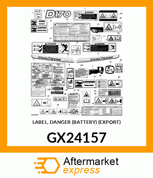 LABEL, DANGER (BATTERY) (EXPORT) GX24157