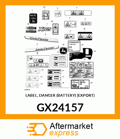 LABEL, DANGER (BATTERY) (EXPORT) GX24157