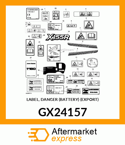 LABEL, DANGER (BATTERY) (EXPORT) GX24157