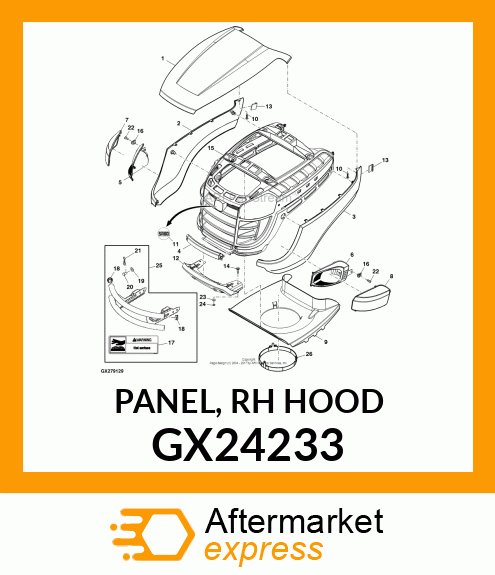 PANEL, RH HOOD GX24233