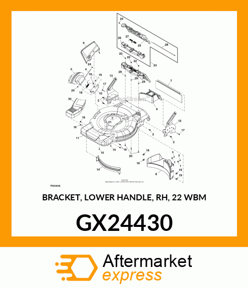 BRACKET, LOWER HANDLE, RH, 22 WBM GX24430