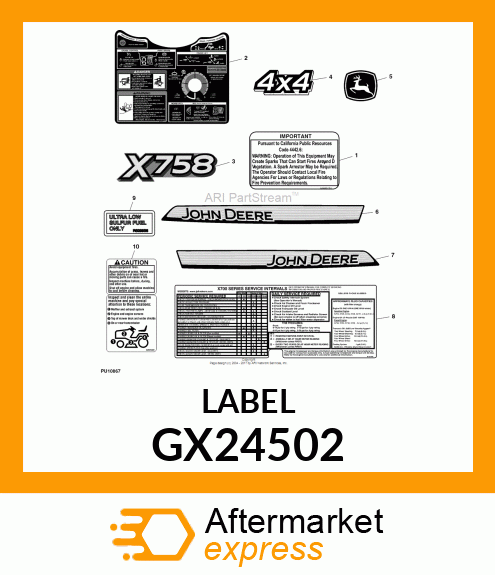 LABEL, TRACTOR CLEANOUT GX24502