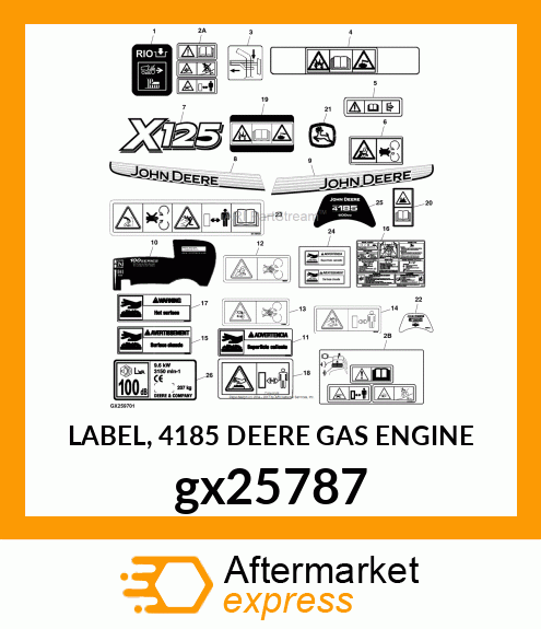 LABEL, 4185 DEERE GAS ENGINE gx25787