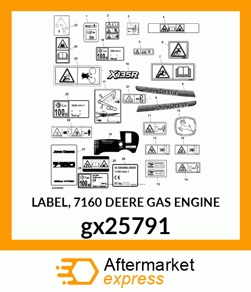 LABEL, 7160 DEERE GAS ENGINE gx25791