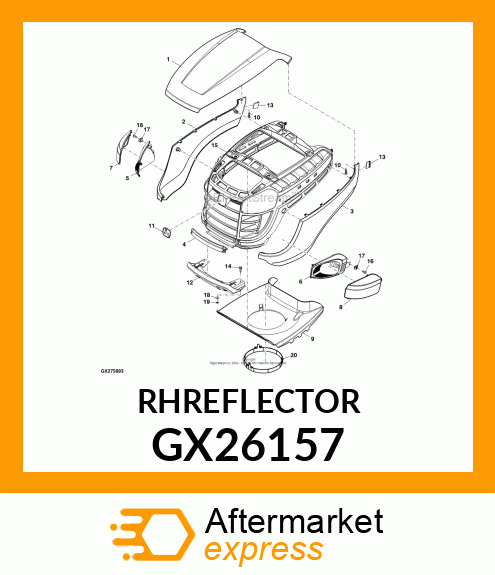 REFLECTOR, RH HEADLIGHT GX26157