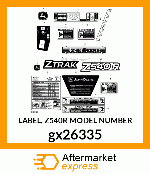 LABEL, Z540R MODEL NUMBER gx26335
