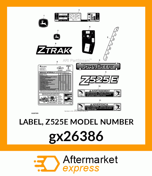 LABEL, Z525E MODEL NUMBER gx26386