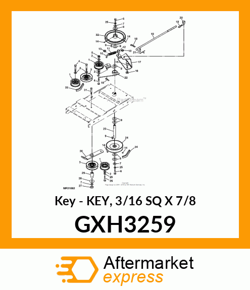 Key - KEY, 3/16 SQ X 7/8 GXH3259