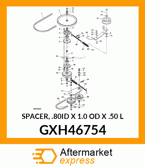 SPACER, .80ID X 1.0 OD X .50 L GXH46754