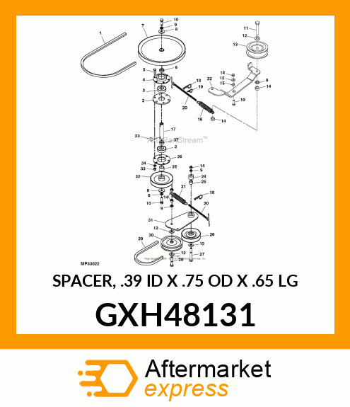 SPACER, .39 ID X .75 OD X .65 LG GXH48131