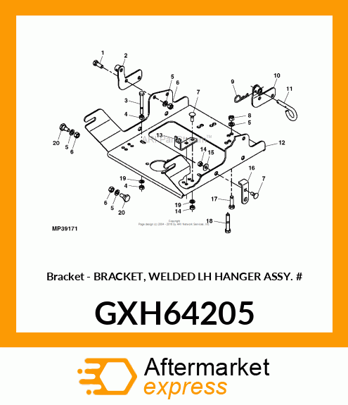 Bracket - BRACKET, WELDED LH HANGER ASSY. # GXH64205