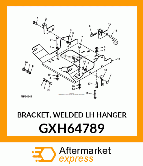 BRACKET, WELDED LH HANGER GXH64789