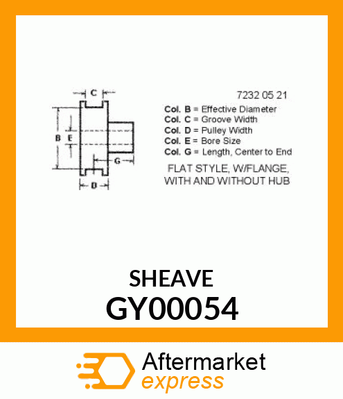 PULLEY, SHEAVE, FLAT IDLER GY00054