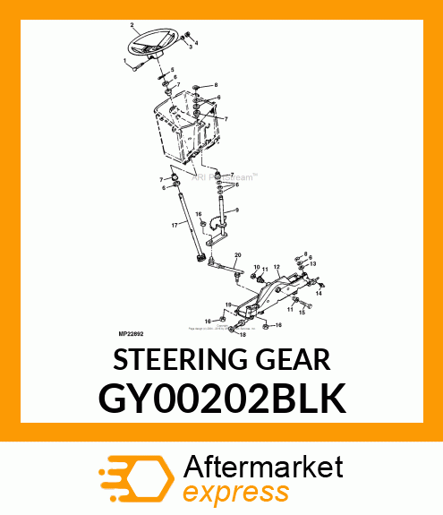 ASSEMBLY, SECTOR STEERING 46"# GY00202BLK