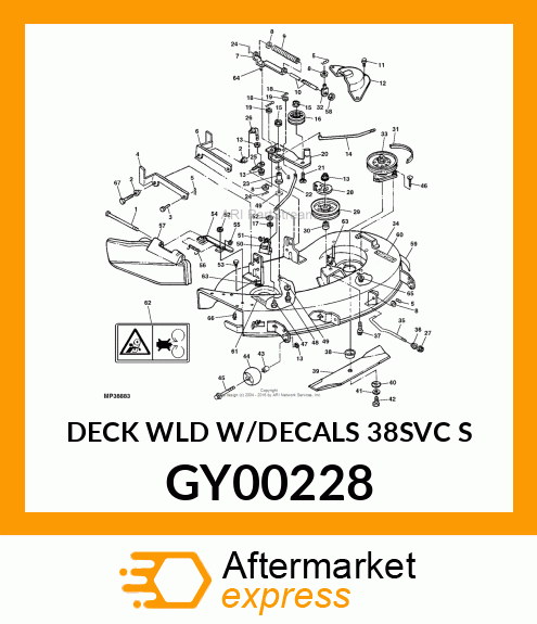 DECK,WLD W/DECALS 38"SVC SABER 2000 GY00228