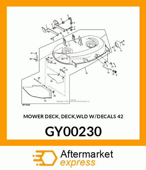 MOWER DECK, DECK,WLD W/DECALS 42 GY00230