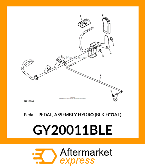 Pedal - PEDAL, ASSEMBLY HYDRO (BLK ECOAT) GY20011BLE