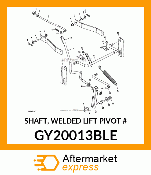 SHAFT, WELDED LIFT PIVOT # GY20013BLE