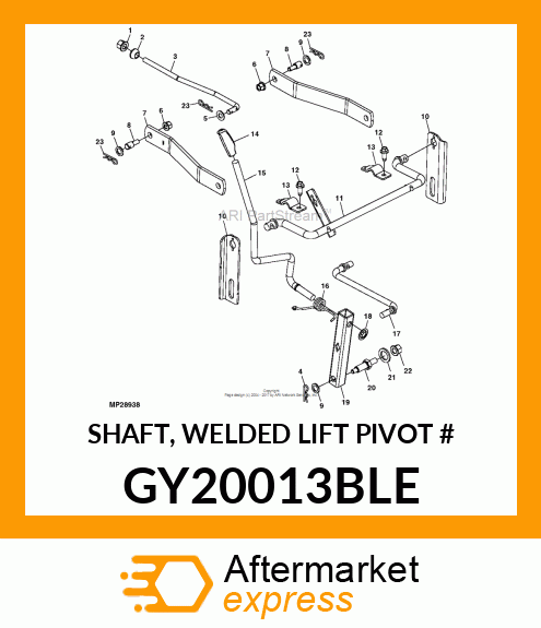 SHAFT, WELDED LIFT PIVOT # GY20013BLE