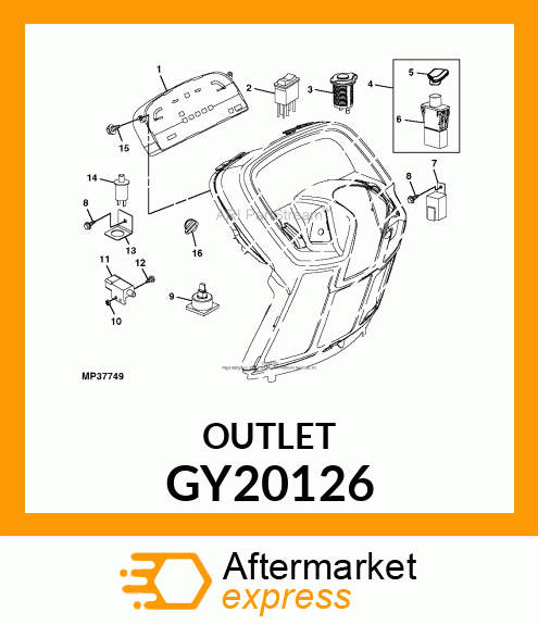 OUTLET,12V W/COVERINCLUDES RETAIN. GY20126