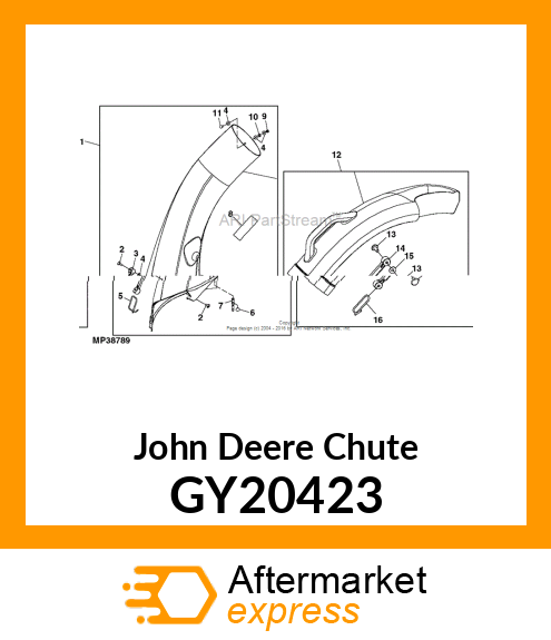 CHUTE, CHUTE, LOWER DISCHARGE ASSY GY20423