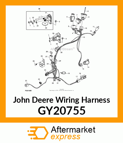 HARNESS, FRONT WIRING ELECTRIC PTO GY20755