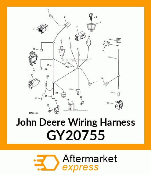 HARNESS, FRONT WIRING ELECTRIC PTO GY20755