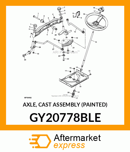 AXLE, CAST ASSEMBLY (PAINTED) GY20778BLE