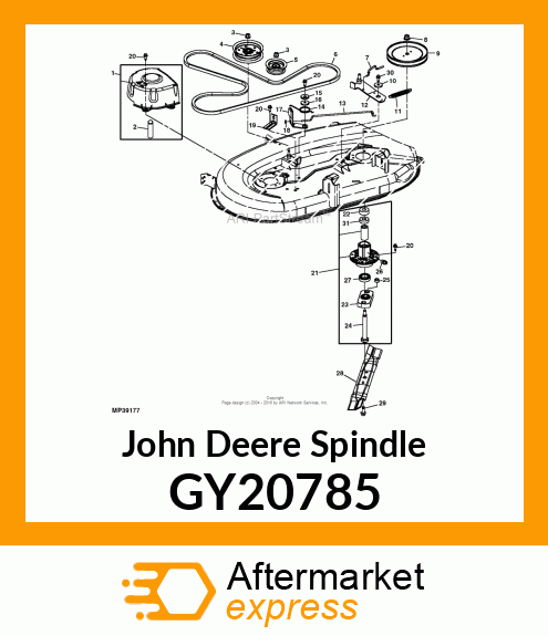SPINDLE, MOWER ASSEMBLY # GY20785