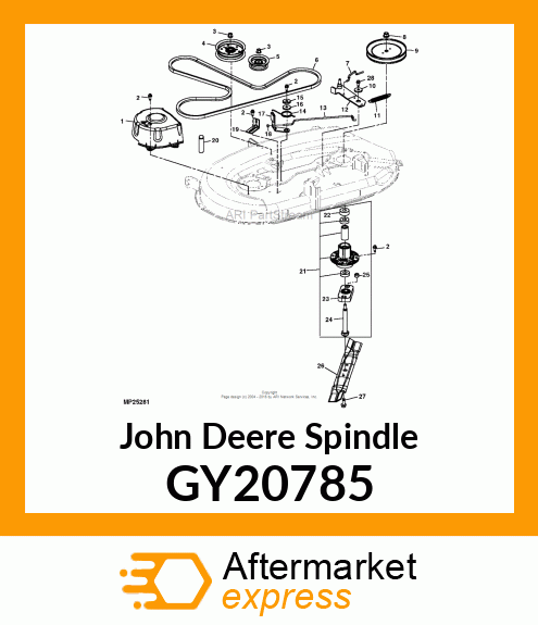 SPINDLE, MOWER ASSEMBLY # GY20785