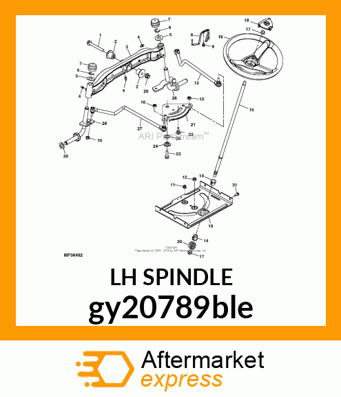 SPINDLE, SPINDLE, WELDMENT LH gy20789ble