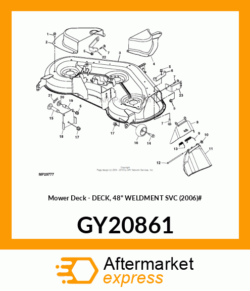 Mower Deck - DECK, 48" WELDMENT SVC (2006)# GY20861