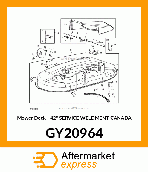 Mower Deck - 42" SERVICE WELDMENT CANADA GY20964