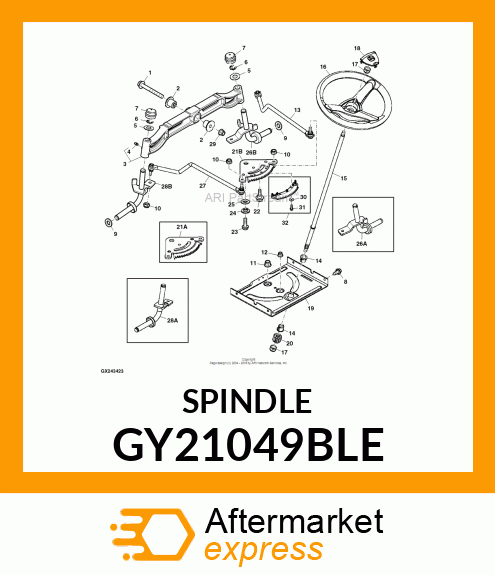 SPINDLE, SPINDLE, WELDMENT LH GY21049BLE