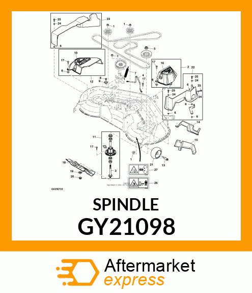 SPINDLE, ASSEMBLY 42" / 48" DECKS GY21098