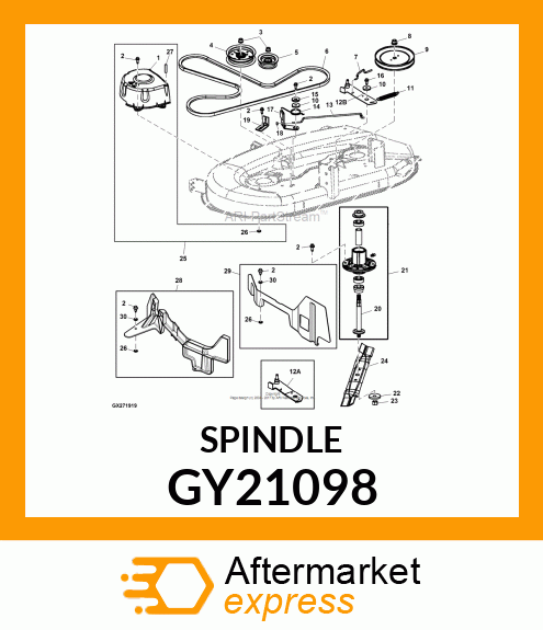 SPINDLE, ASSEMBLY 42" / 48" DECKS GY21098