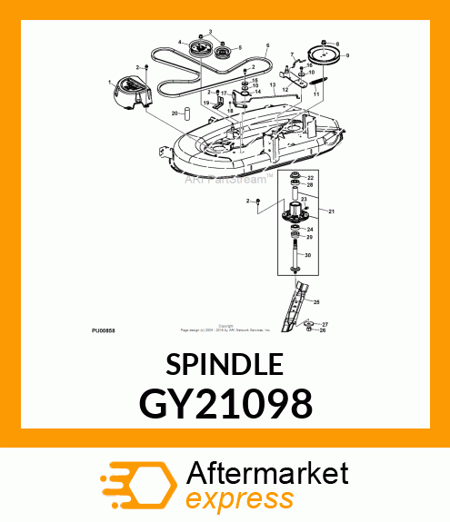 SPINDLE, ASSEMBLY 42" / 48" DECKS GY21098