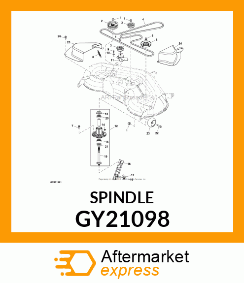 SPINDLE, ASSEMBLY 42" / 48" DECKS GY21098