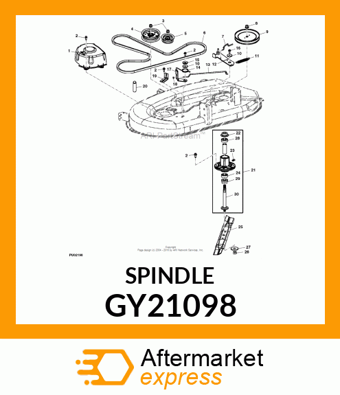 SPINDLE, ASSEMBLY 42" / 48" DECKS GY21098