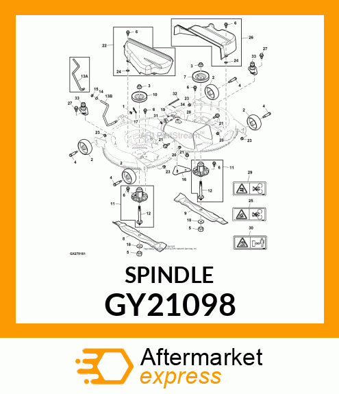 SPINDLE, ASSEMBLY 42" / 48" DECKS GY21098