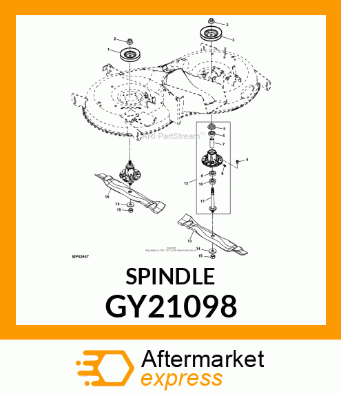 SPINDLE, ASSEMBLY 42" / 48" DECKS GY21098