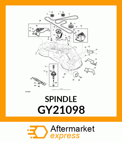 SPINDLE, ASSEMBLY 42" / 48" DECKS GY21098