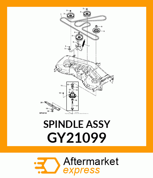 SPINDLE ASSEMBLY, 54" DECKS GY21099