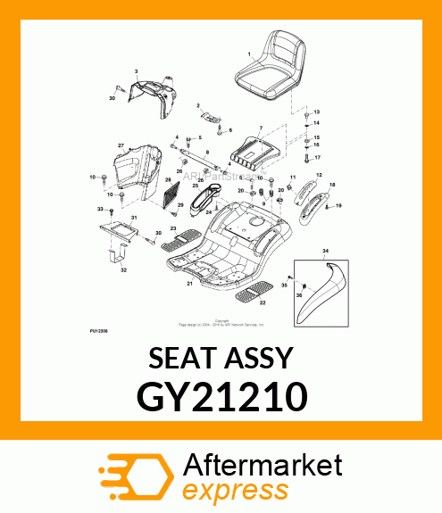 SEAT, ASSY HIGH BACK JD YELLOW GY21210