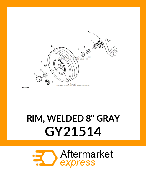 RIM, WELDED 8" GRAY GY21514