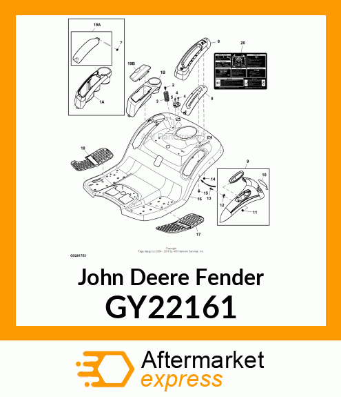 FENDER,ASSY GREEN W/LABEL/HOLES SVC GY22161