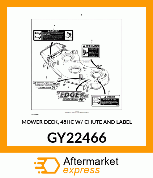 MOWER DECK, 48HC W/ CHUTE AND LABEL GY22466