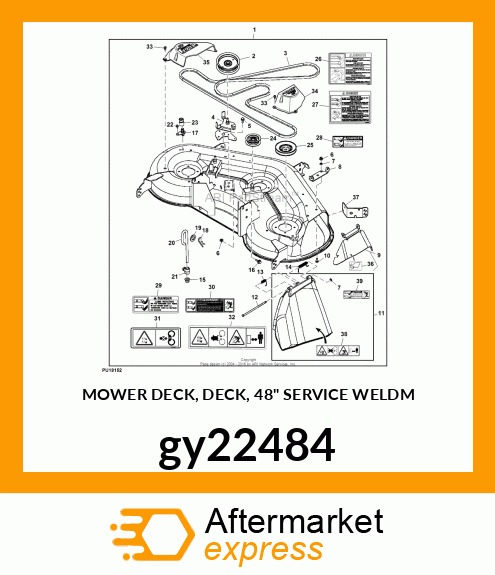 MOWER DECK, DECK, 48" SERVICE WELDM gy22484