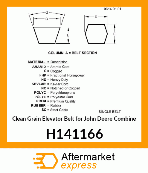 Spare part H141166 + Belt